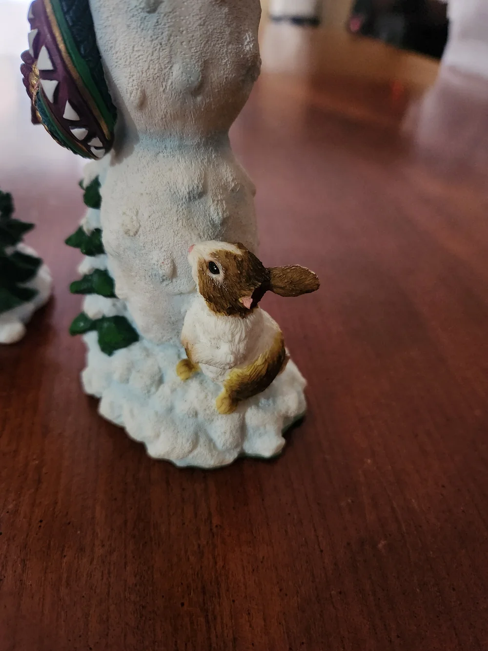 2000 Lenox 1ft Tall Multicolored Snowman Figurine Pair (Rabbit Missing Ear)